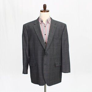 Jos. A. Bank 48R Gray Check 2-Button Sport Coat Blazer Jacket P324